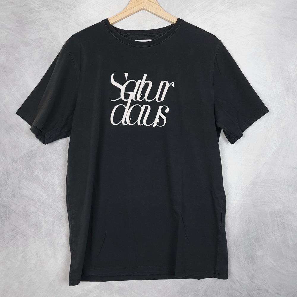 Saturdays New York City Shirt Mens Large Black Script Graphic Tee Streetwear